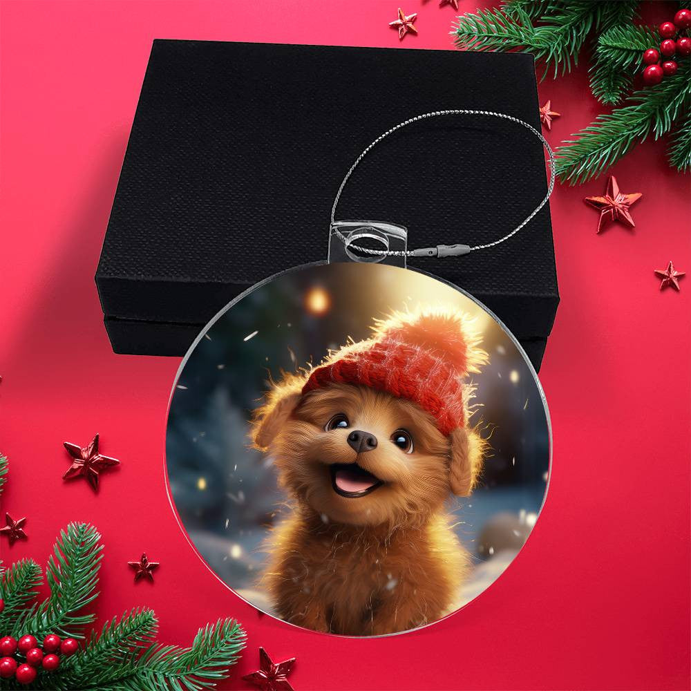 Cute Puppy Dog Acrylic Christmas Ornament-[Heartfelt Family Gift]