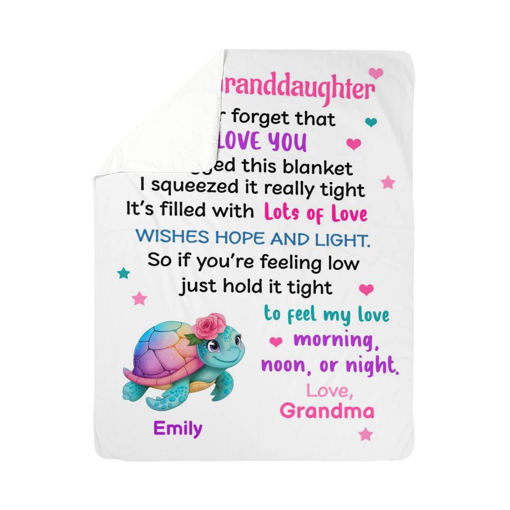 Personalized Granddaughter Blanket, Sea Animal Design, Sherpa Fleece Throw, Cozy Bedding, Decorative Nursery Blanket