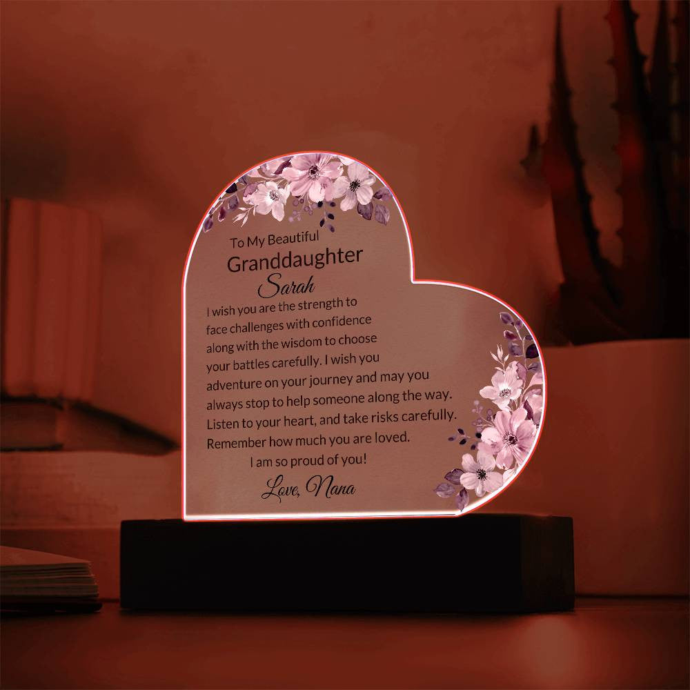 Granddaughter Personalized LED  Heart Plaque-[Heartfelt Family Gift]