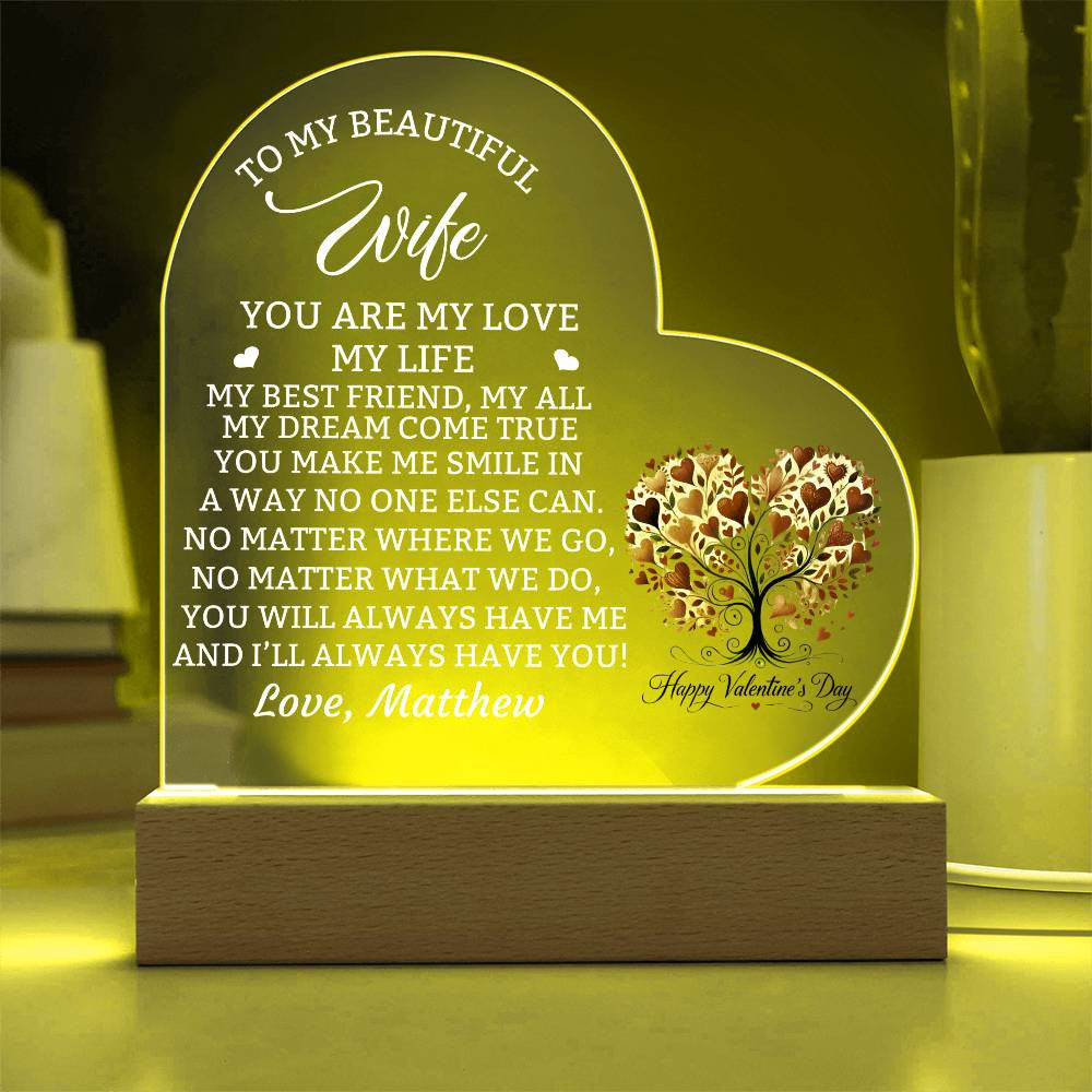 Valentines Day Acrylic Heart Gift for Wife-[Heartfelt Family Gift]
