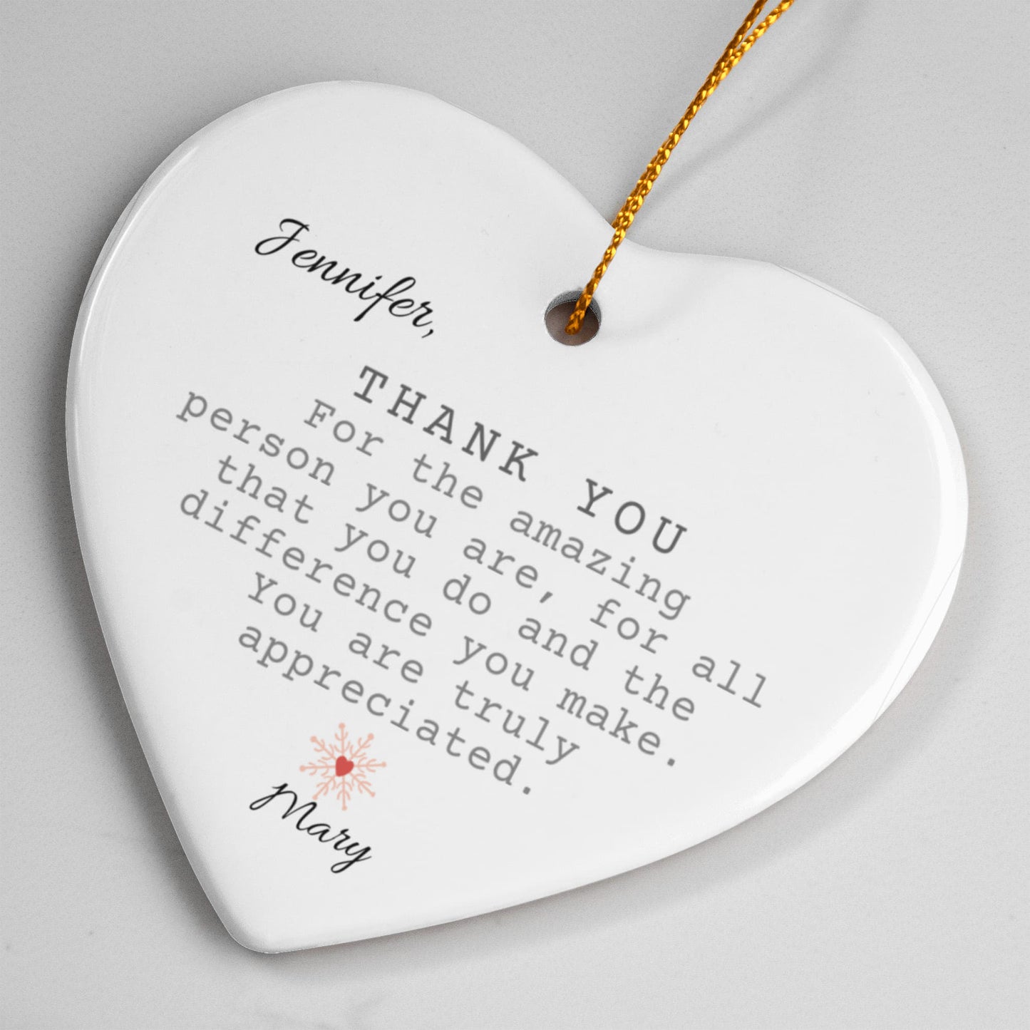 Thank You Ceramic Heart Ornament