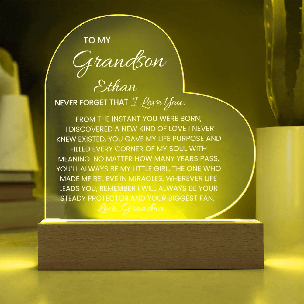 Personalized Lighted Heart Plaque Gift from Grandma Grandpa