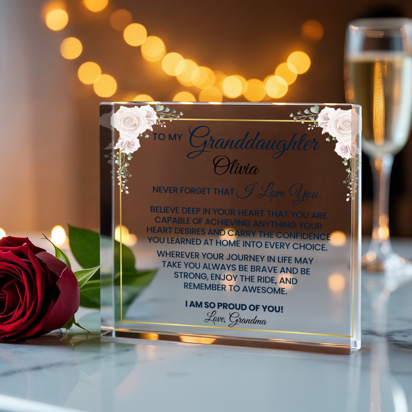 Personalized Granddaughter Plaque, Acrylic Gift From Grandma, Sentimental Keepsake, Gift For Granddaughter, Birthday Gift