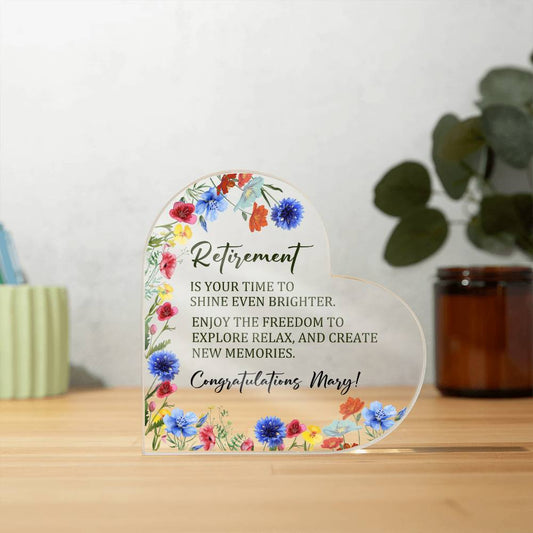 Retirement Acrylic Heart Plaque Gift