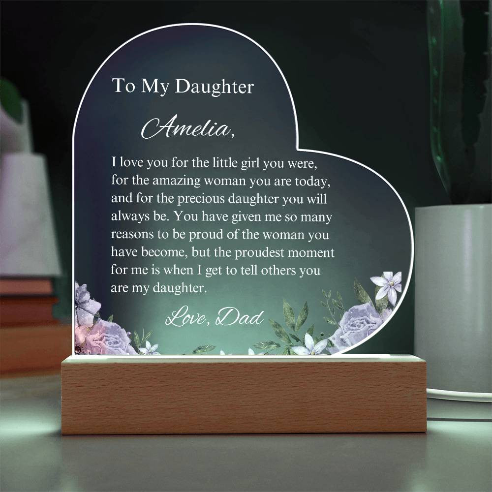 To My Daughter Acrylic Heart Plaque-[Heartfelt Family Gift]