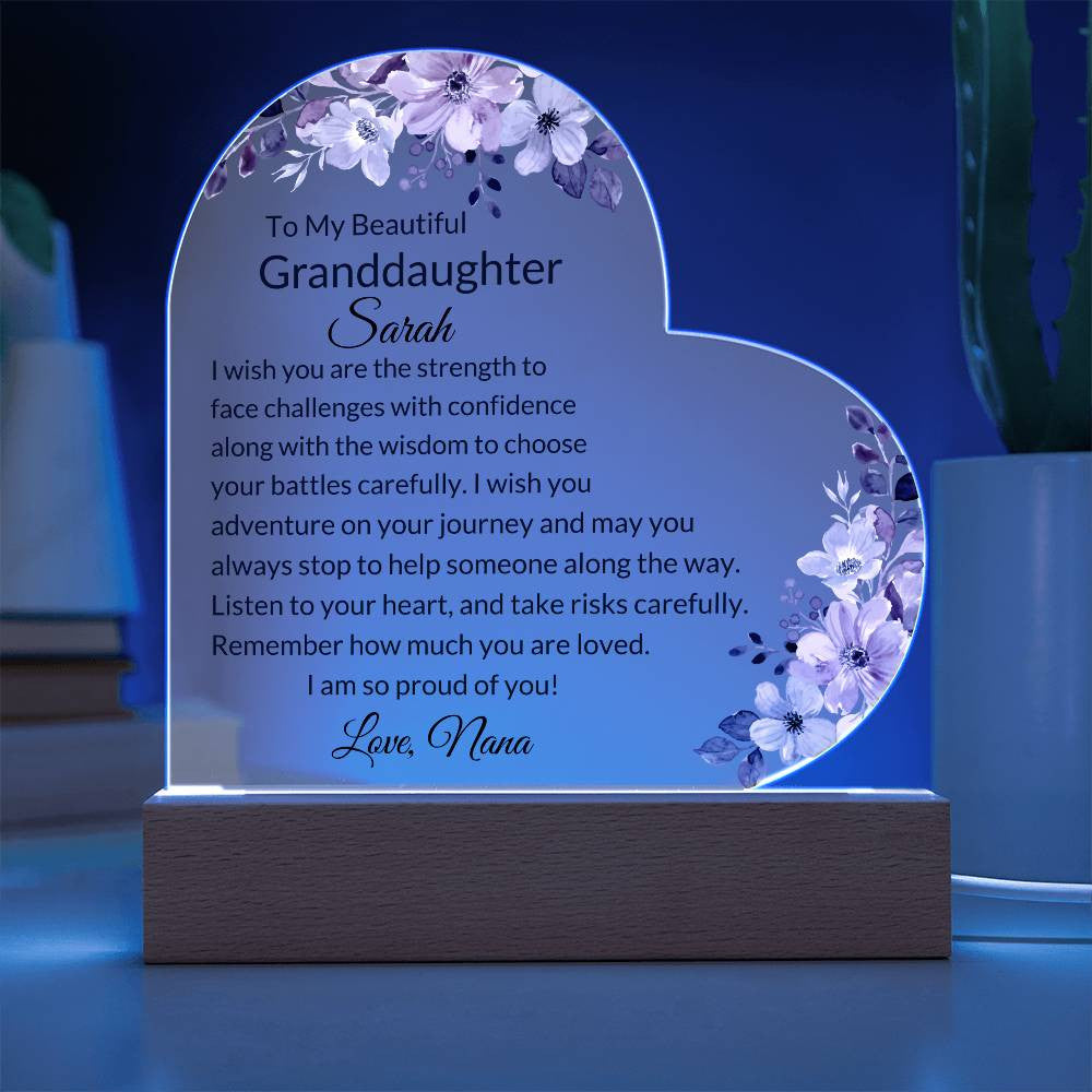 Granddaughter Personalized LED  Heart Plaque-[Heartfelt Family Gift]