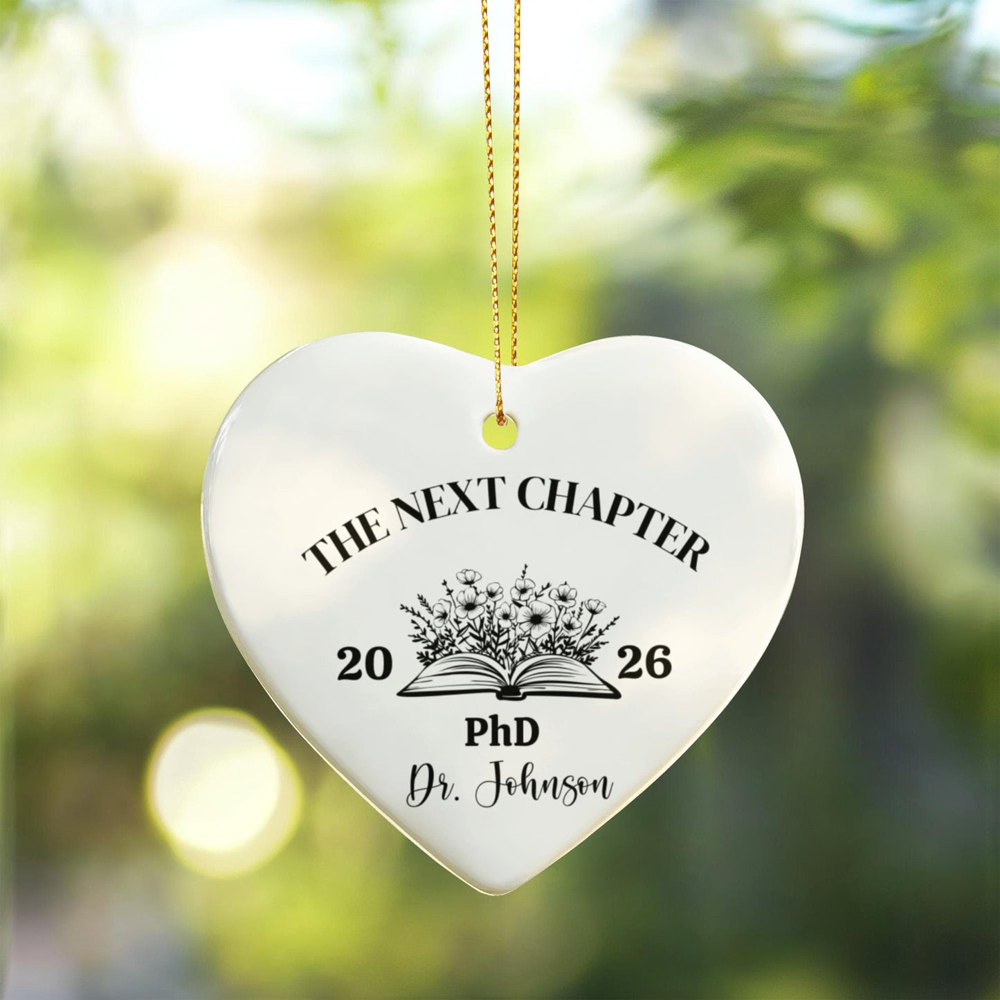 Personalized Next Chapter Ceramic Heart Ornament