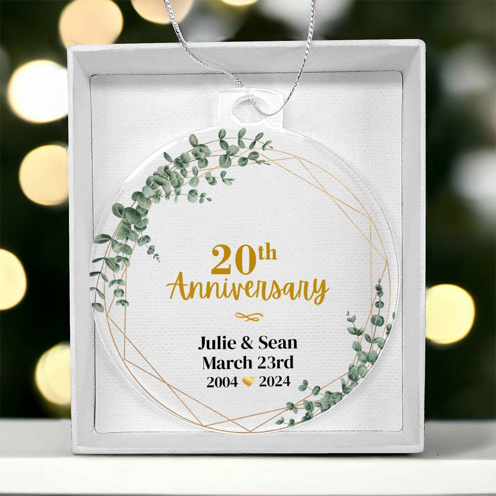 20th Wedding Anniversary Ornament