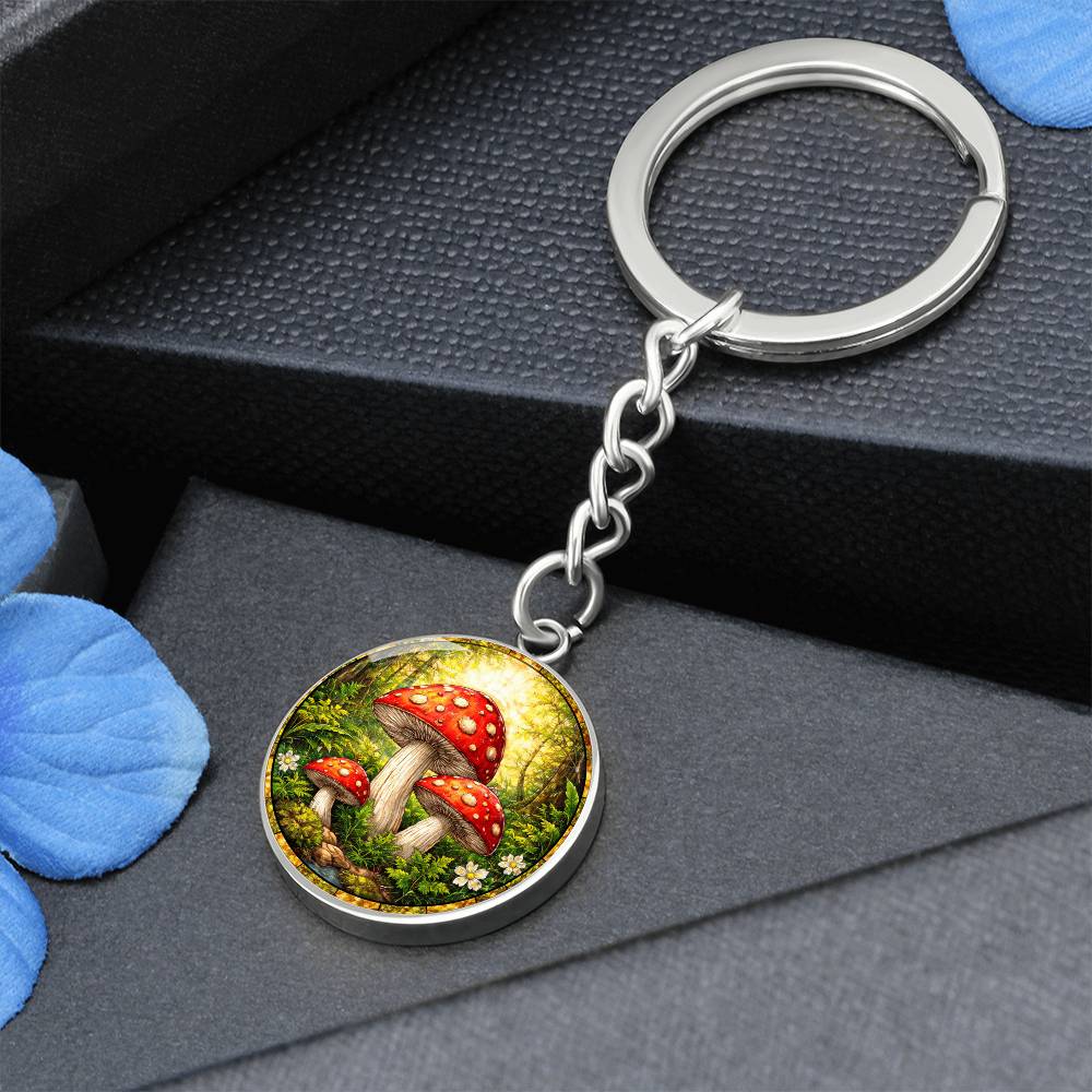 Mushroom Engraved Necklace Bracelet or Keychain