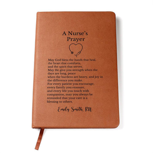 A Nurses Prayer Journal, Vegan Leather Notebook Gift, Inspiring Nurse Keepsake, Personalized Prayer Book, RN Thank You Gift
