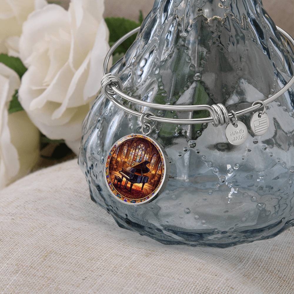 Grand Piano Necklace Pendant, Stained Glass Inspired Jewelry, Music Lover Gift, Elegant Piano Keychain, Unique Bracelet Charm, Gift for Pianists