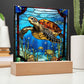 LED Stained Glass Sea Turtle Nightlight - Ocean Art for Beach House or Girls Room - Turtle Lover Gift-[Heartfelt Family Gift]