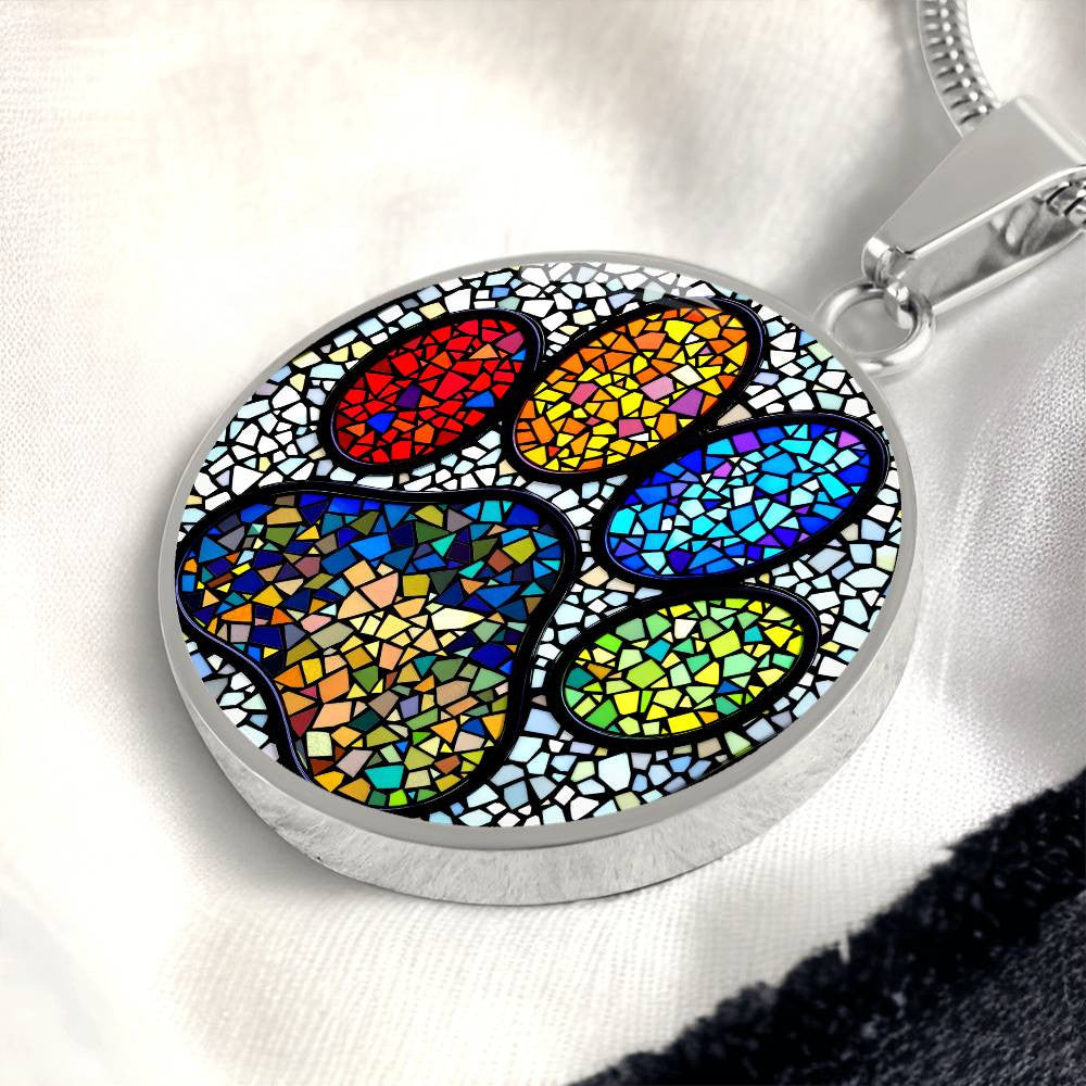 Paw Print Rainbow Bridge Pendant Necklace-[Heartfelt Family Gift]