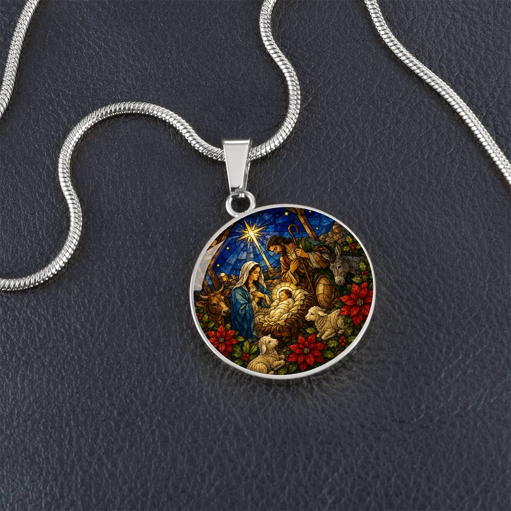 Nativity Scene Necklace, Religious Jewelry Gift, Personalized Christmas Pendant