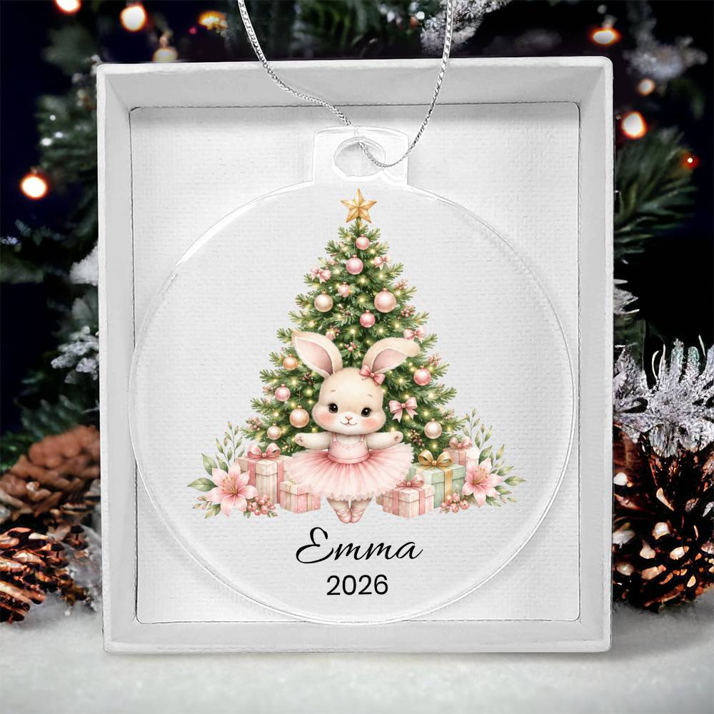 Ballet Bunny Kids Christmas Ornament