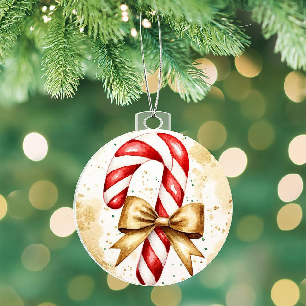 Candy Cane Acrylic Christmas Ornament-[Heartfelt Family Gift]