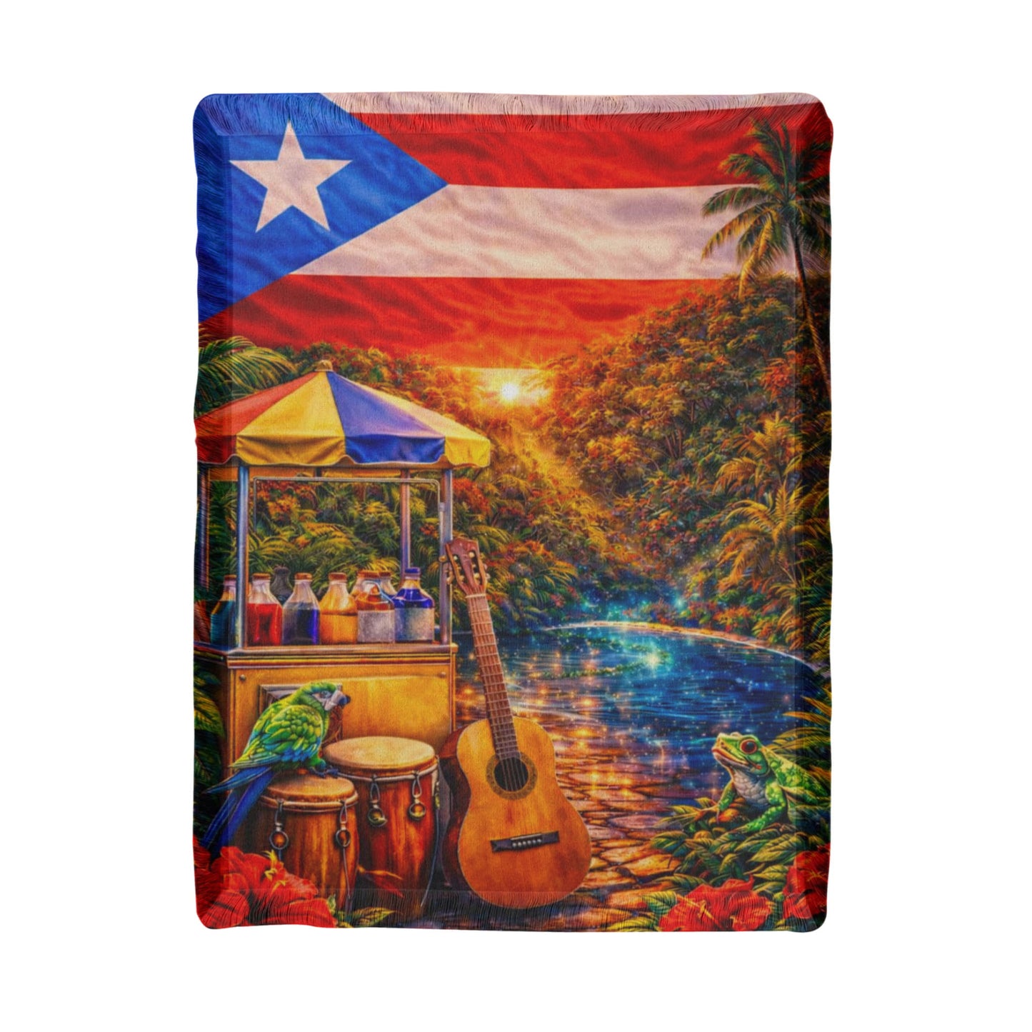 Puerto Rico Flag Blanket, Island Vibe Throw, Tropical Decor Gift, Vibrant Puerto Rican Keepsake, Gorgeous Vacation Memory