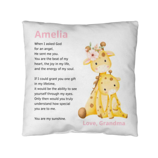 Granddaughter Personalized Giraffe Pillow