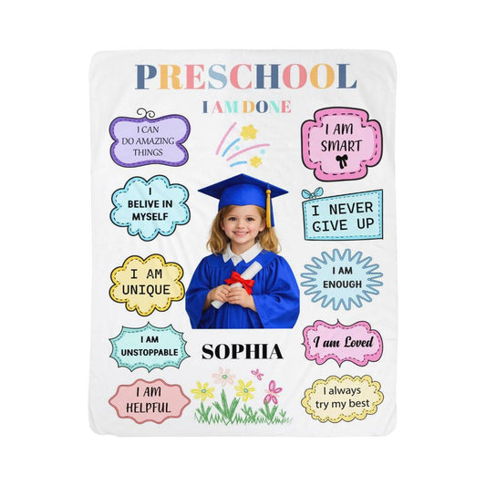 Personalized Preschool Graduation Photo Affirmation Blanket