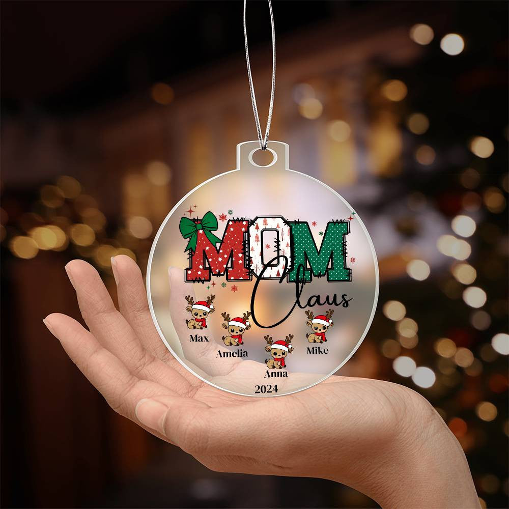Mom Claus Acrylic Christmas Ornament-[Heartfelt Family Gift]