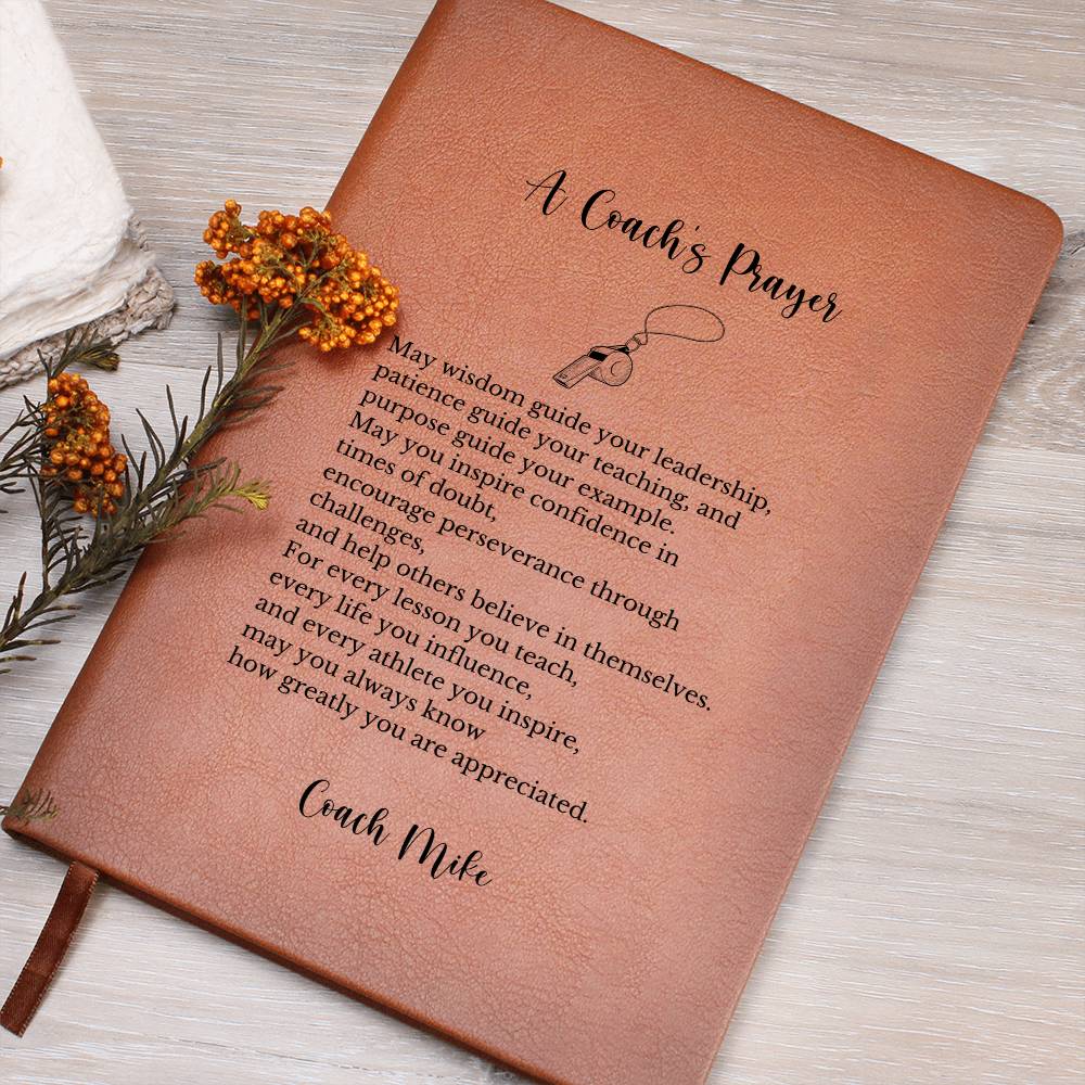 A Coach's Prayer Journal Gift, Vegan Leather Customizable Notebook, End of Season Coach Gift, Personalized Retirement Keepsake