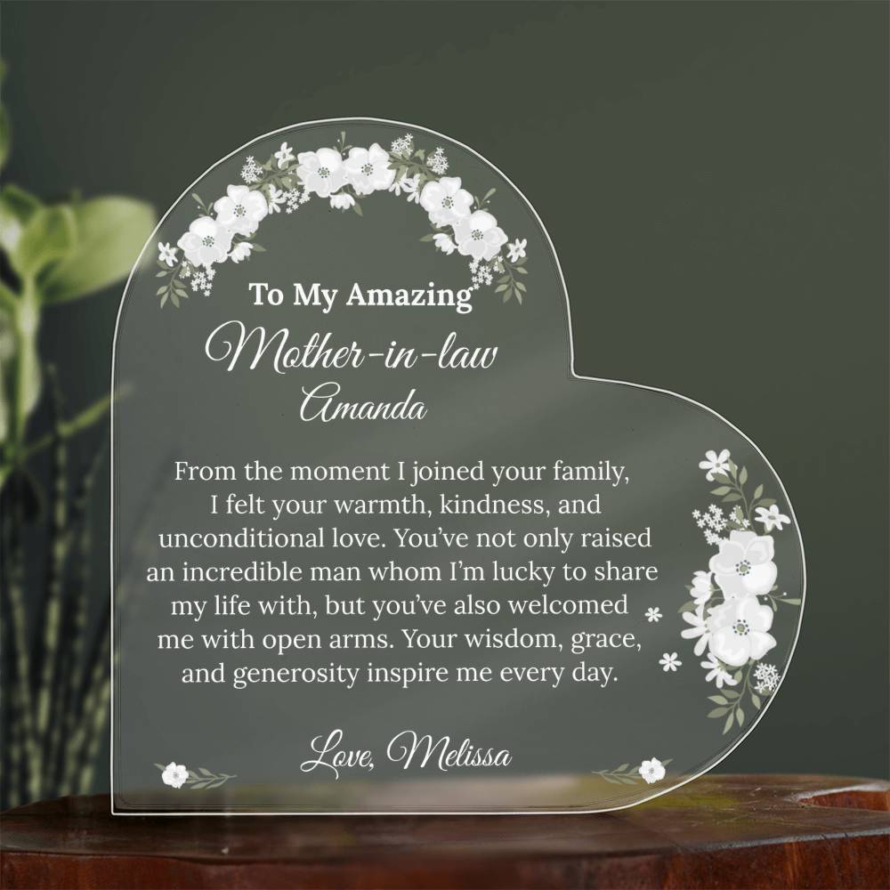 Personalized Mother in Law Heart Plaque