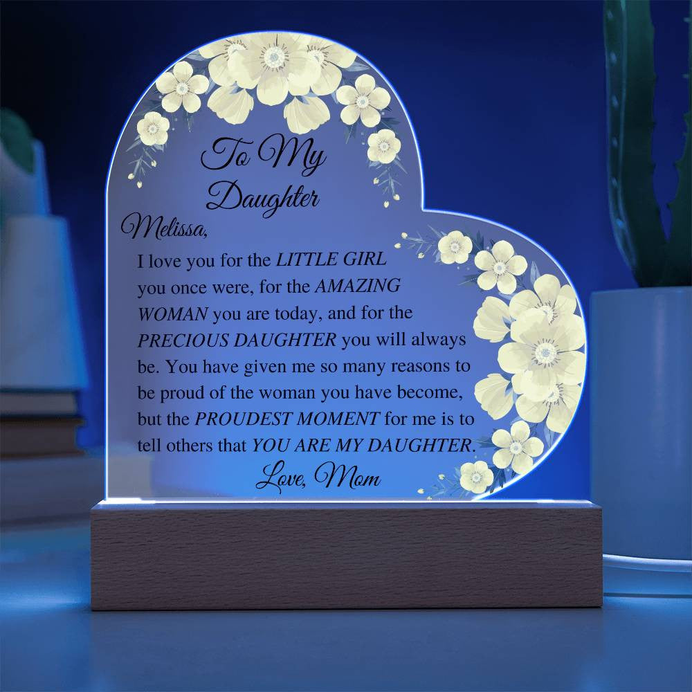 Daughter Acrylic Heart Plaque-[Heartfelt Family Gift]