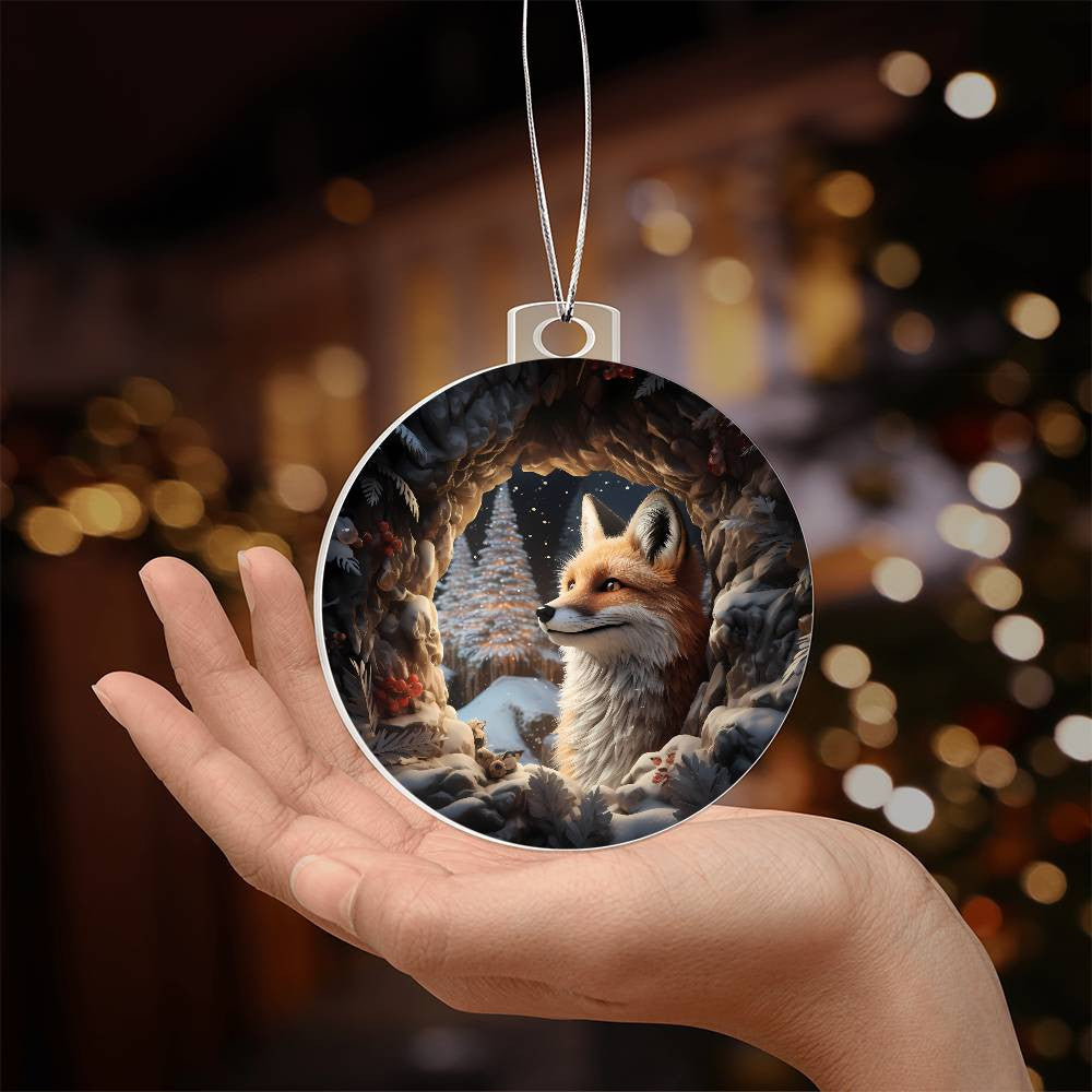 Red Fox Acrylic Christmas Ornament-[Heartfelt Family Gift]