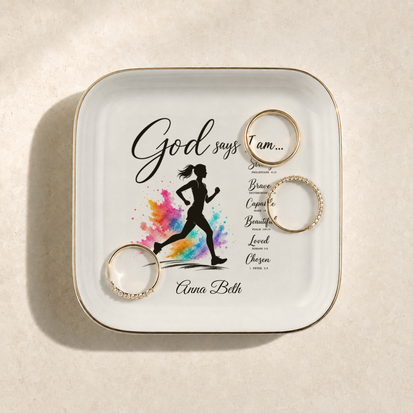 Running Christian Jewelry Dish, Faith Gift for Runner
