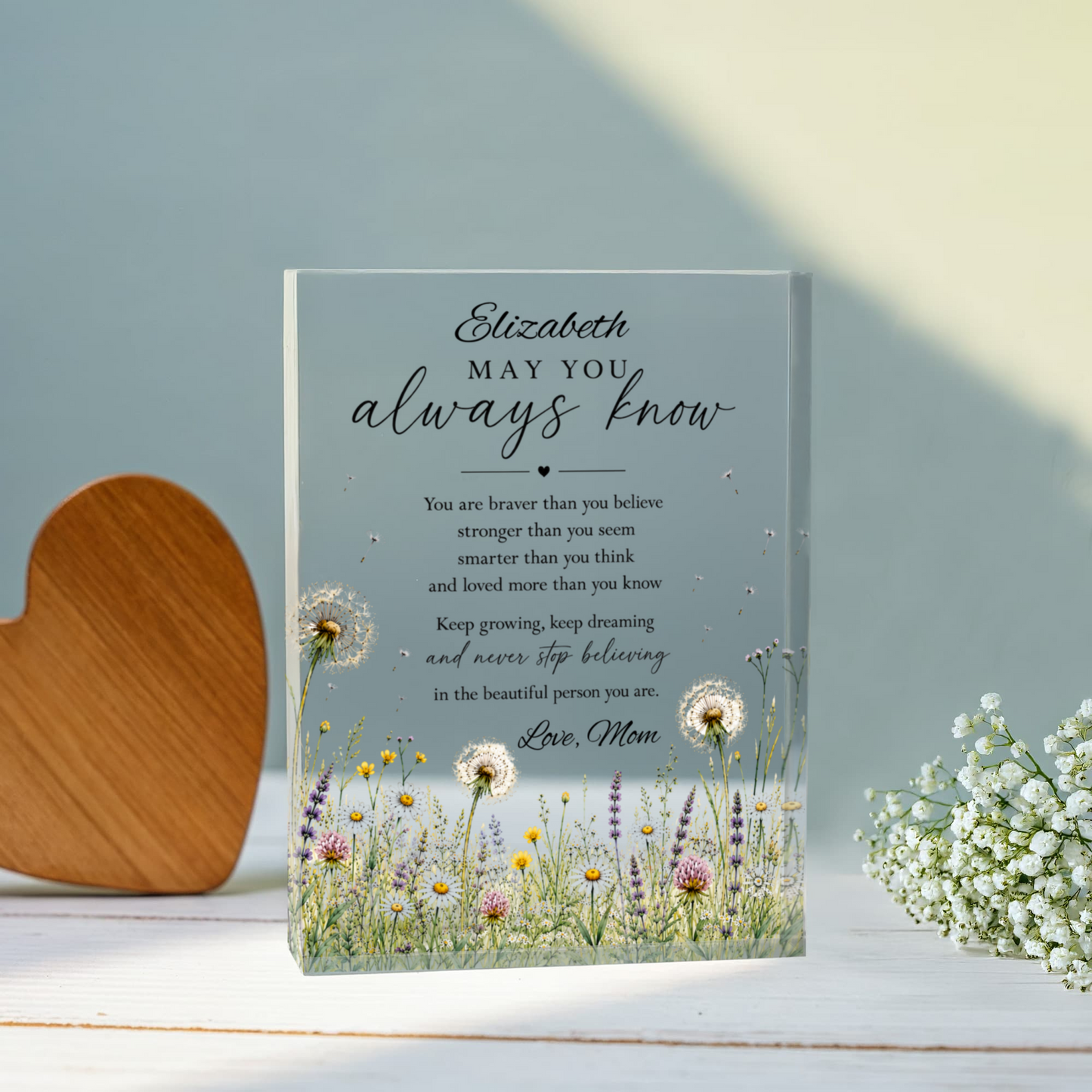 Encouragement Plaque for Daughter Granddaughter Friend, Custom Acrylic Block Gift, Inspirational Keepsake, Uplifting Home Decor Display