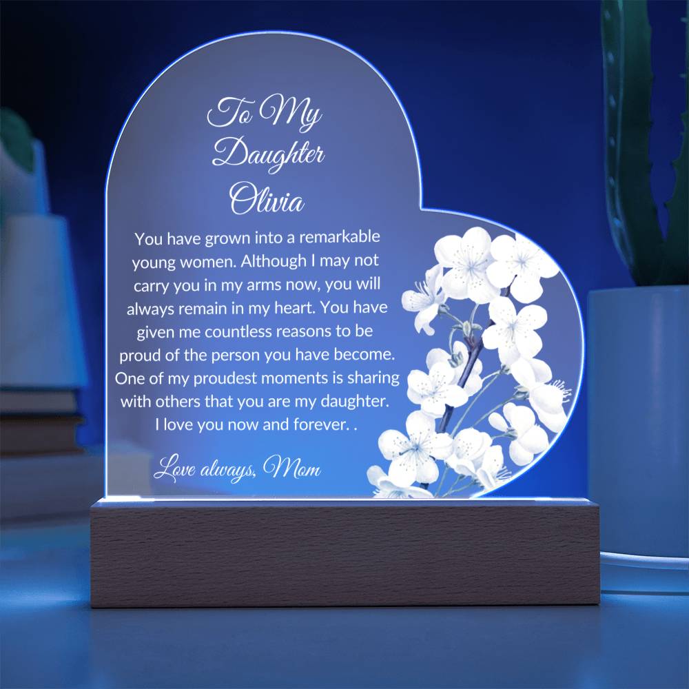 Daughter Acrylic Heart Plaque LED