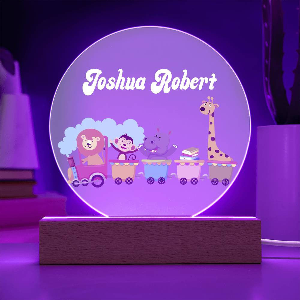 Safari Train Personalized Name Acrylic LED Nightlight-[Heartfelt Family Gift]