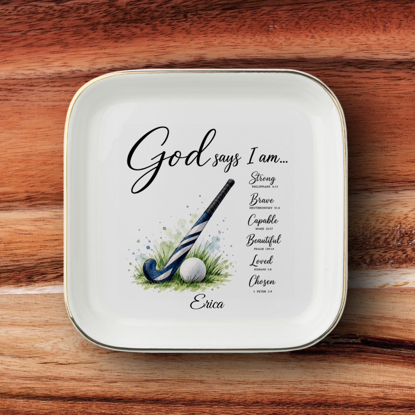 Field Hockey Christian Jewelry Dish Trinket Tray