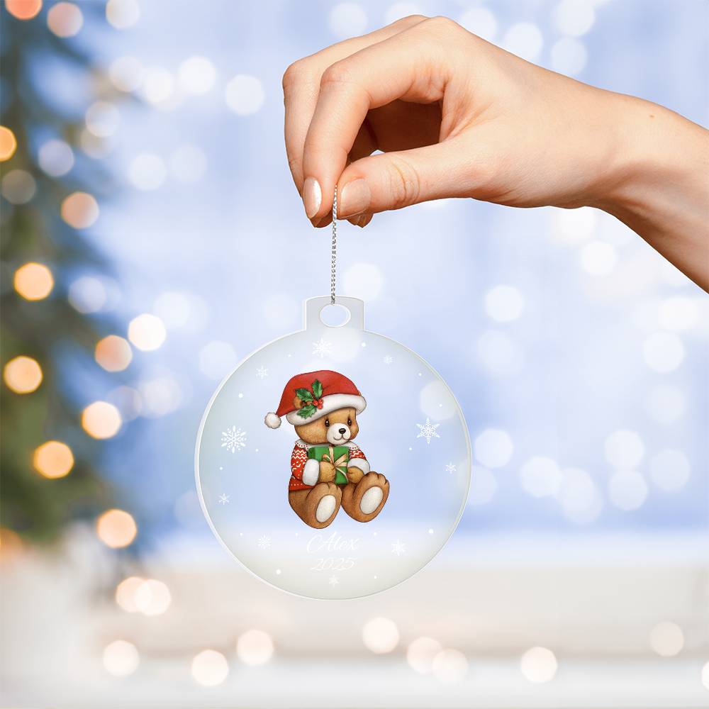 Teddy Bear Snowflake Christmas Ornament