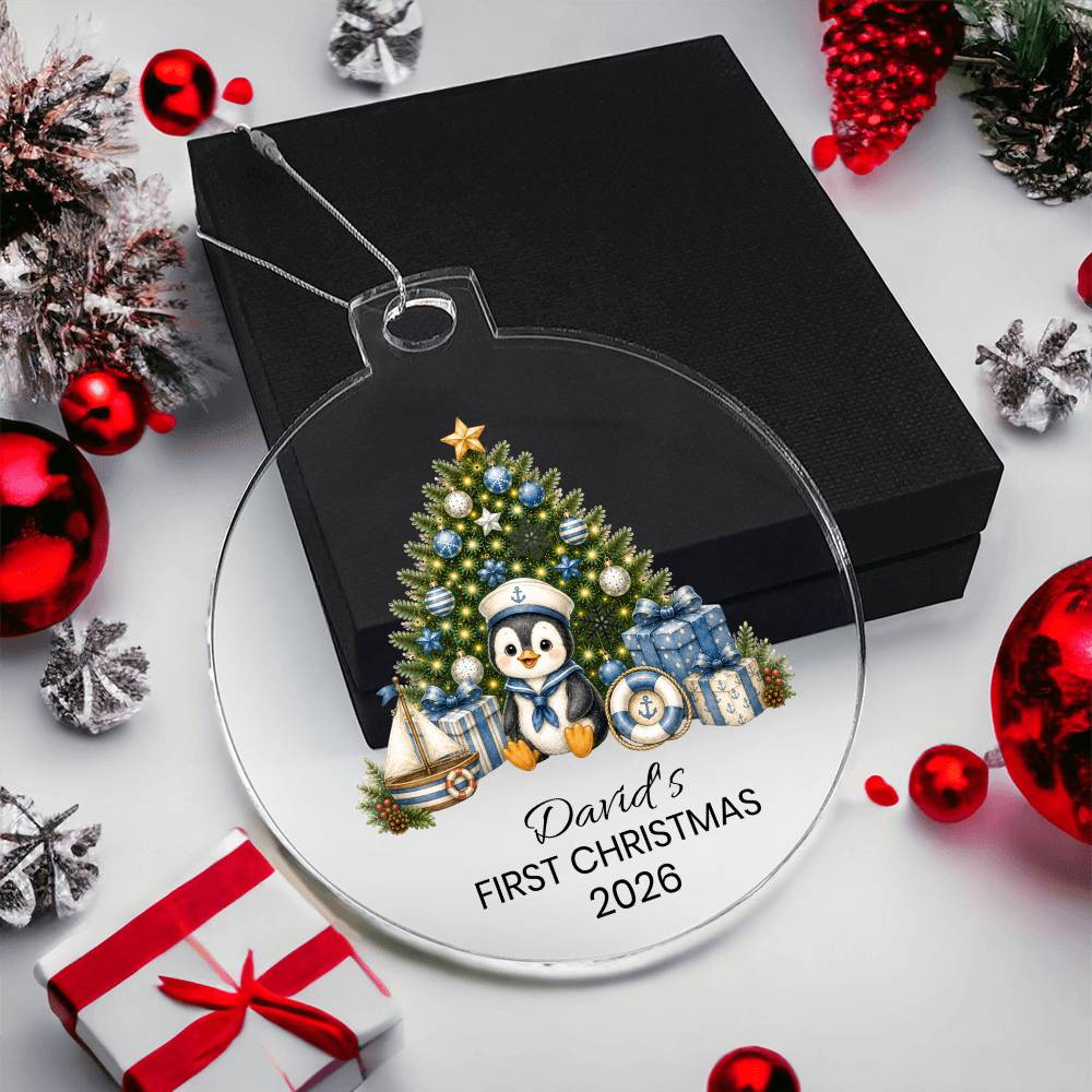 Sailor Penguin  Kids 1st Christmas Ornament