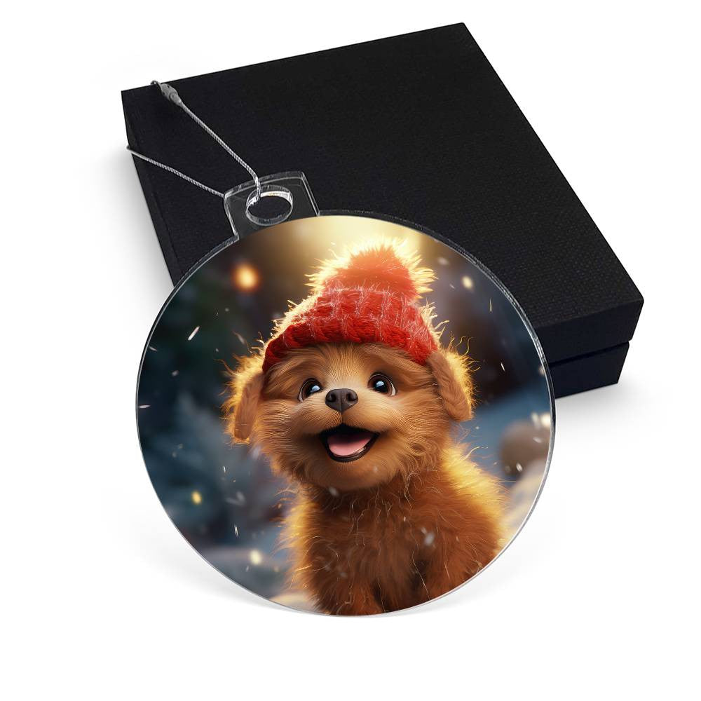 Cute Puppy Dog Acrylic Christmas Ornament-[Heartfelt Family Gift]
