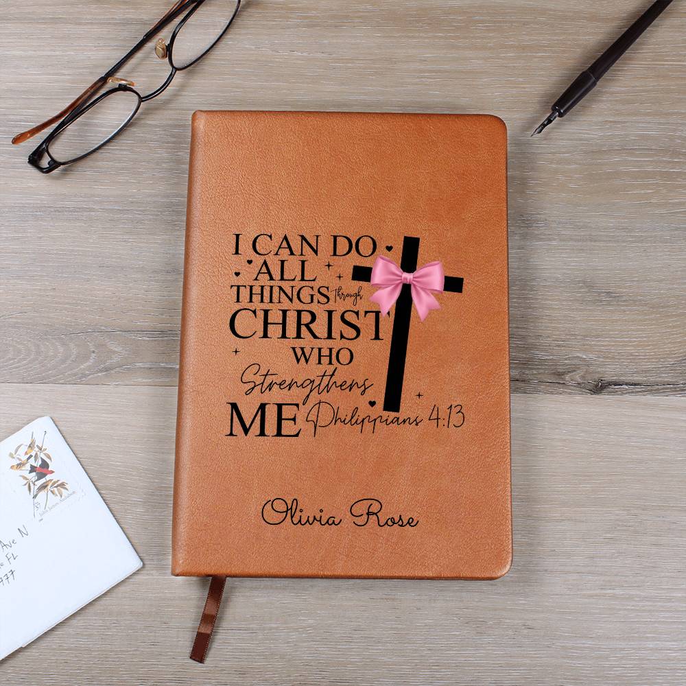Personalized Pray Journal Bible Verse Journal, Philippians 4:13, Christian Gift for Women, Custom Name Scripture Keepsake