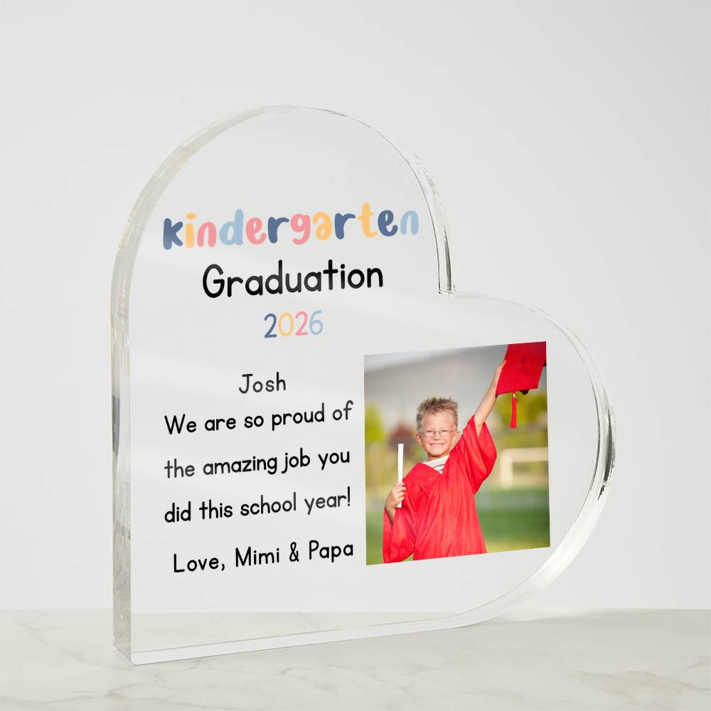 Personalized Kindergarten Graduation Heart Plaque Gift