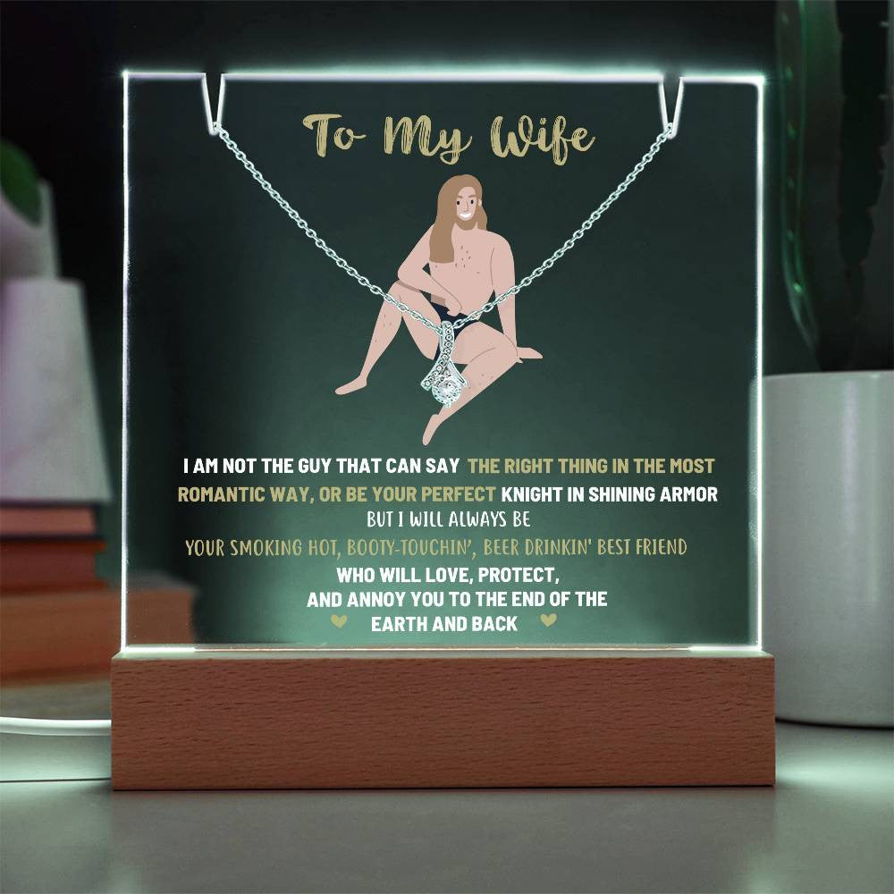 To My Wife Acrylic Jewelry Holder with Alluring Beauty Necklace-[Heartfelt Family Gift]