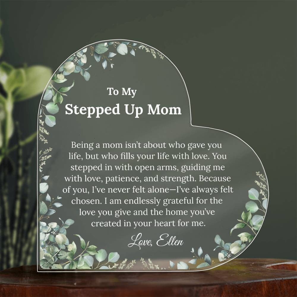 Personalized Stepped Up Mom Heart Plaque
