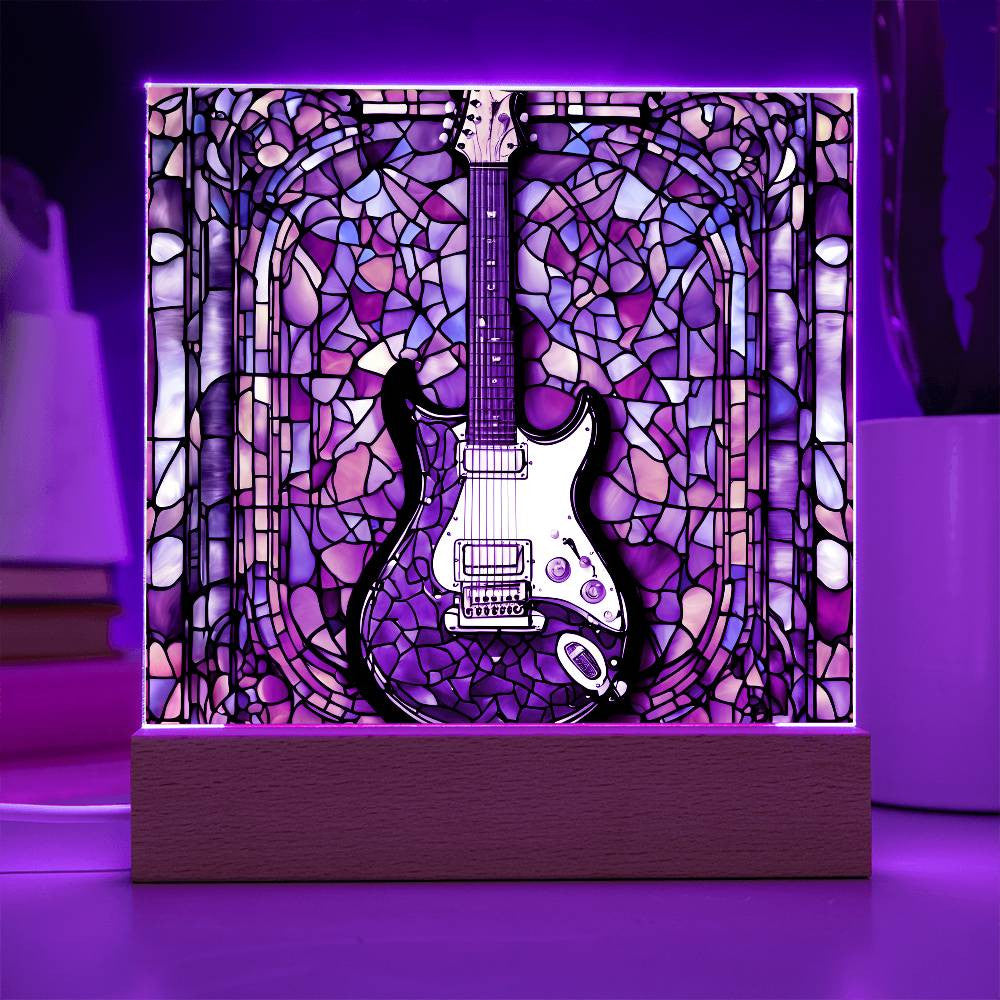 Acrylic Guitar Stained Glass Acrylic Plaque, Guitar Nightlight, Guitar Lover Gift, Guitar Player Gift, Guitar Picture Plaque, Music Lover-[Heartfelt Family Gift]