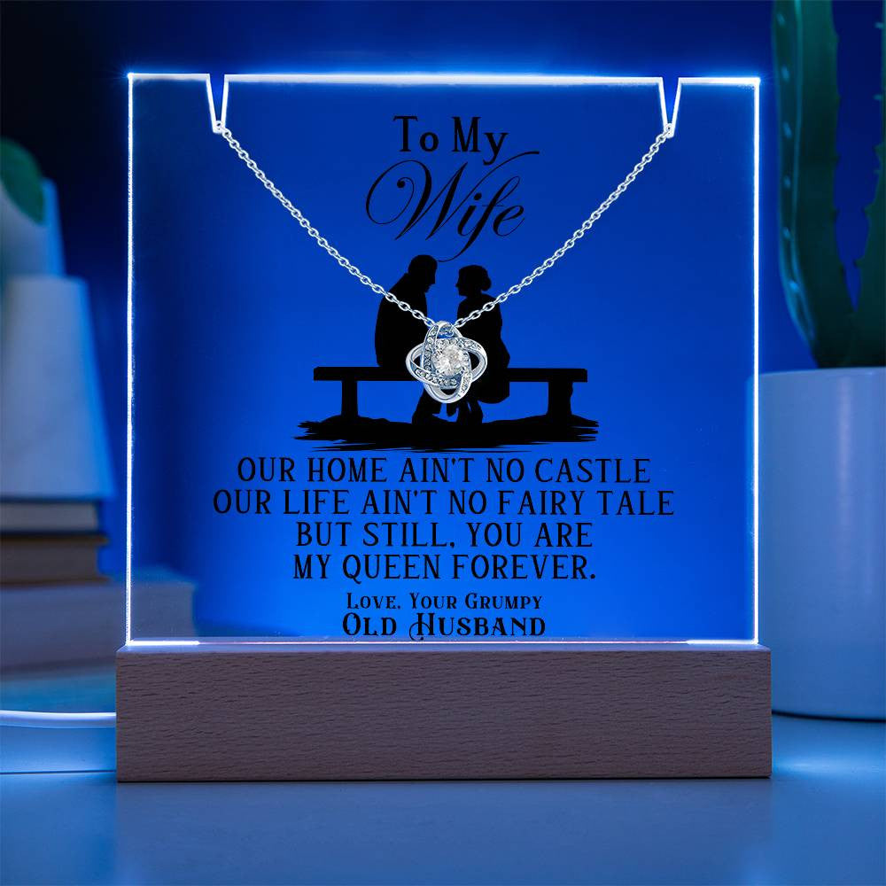 Wife from Your Grumpy Old Husband  Acrylic Bundle Love Knot Necklace Gift Set-[Heartfelt Family Gift]