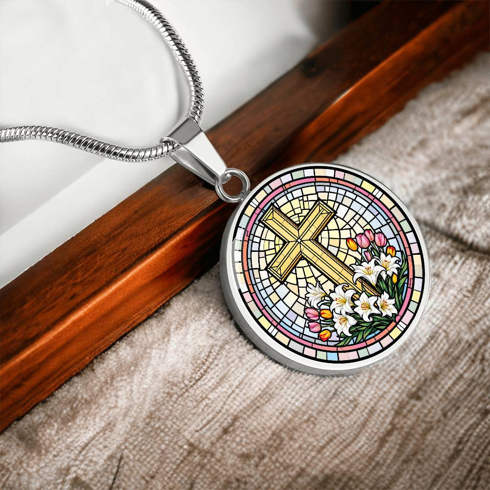 Engraved Cross Pendant Necklace