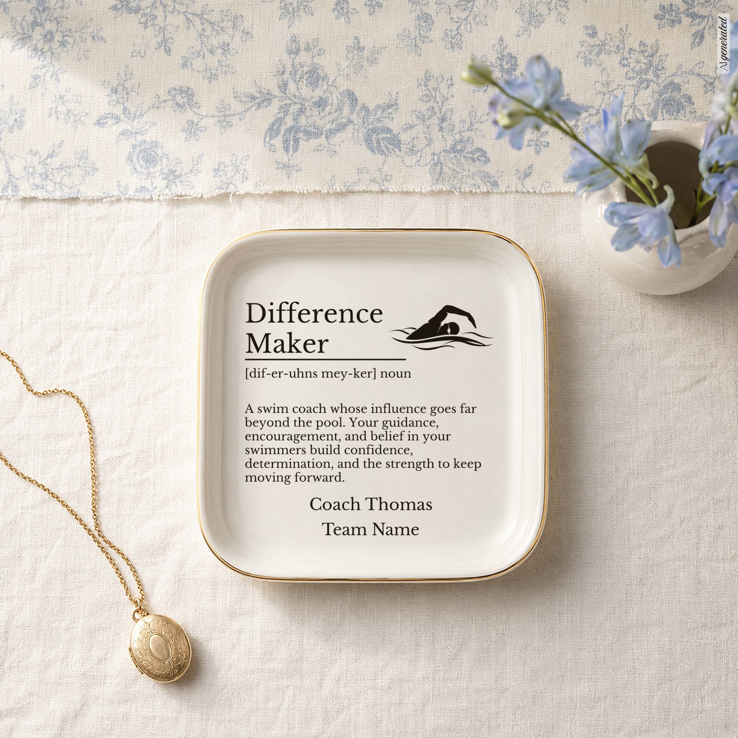 Swim Coach Jewelry Dish Trinket Tray
