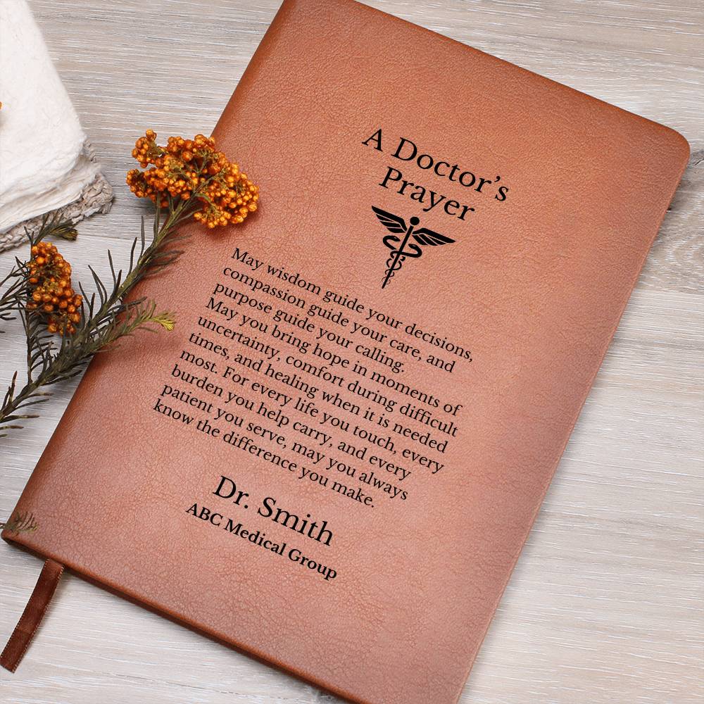 A Doctor's Prayer Journal, Vegan Leather Notebook, Personalized Gift for Physician