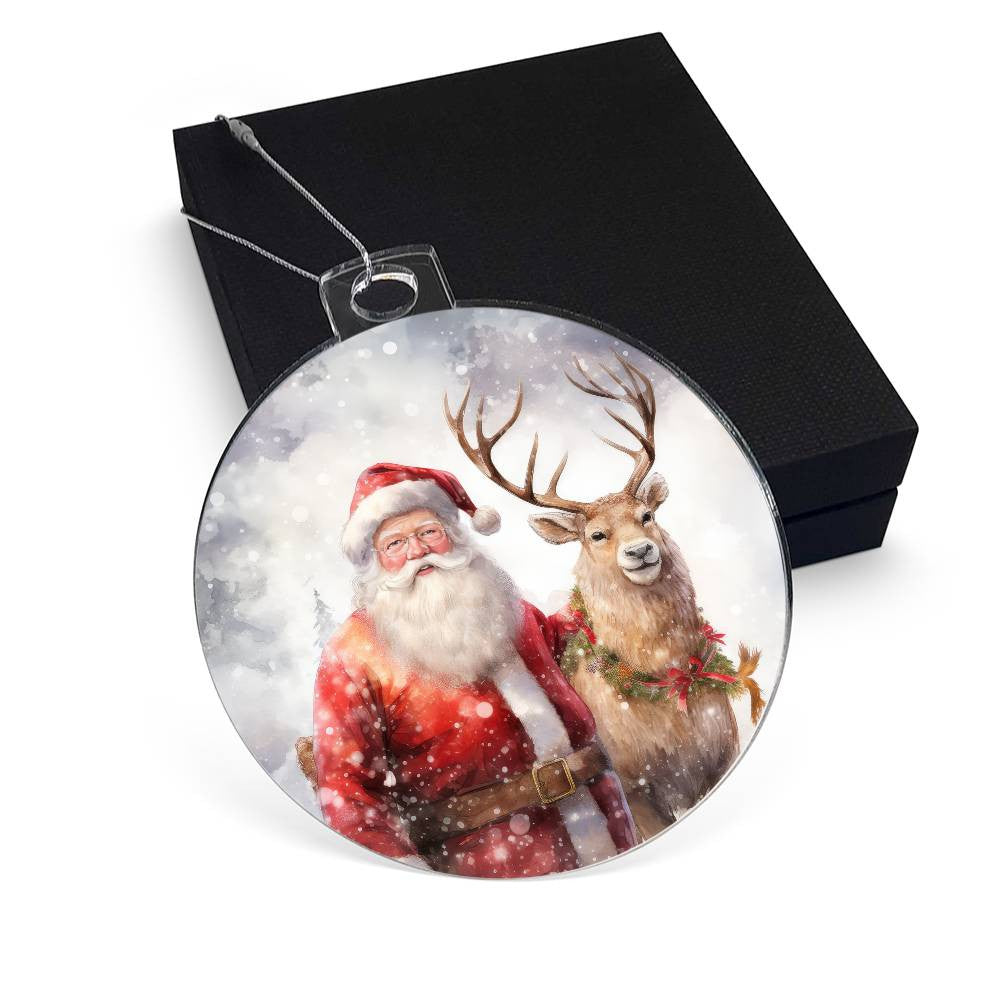 Santa Reindeer Acrylic Christmas Ornament-[Heartfelt Family Gift]