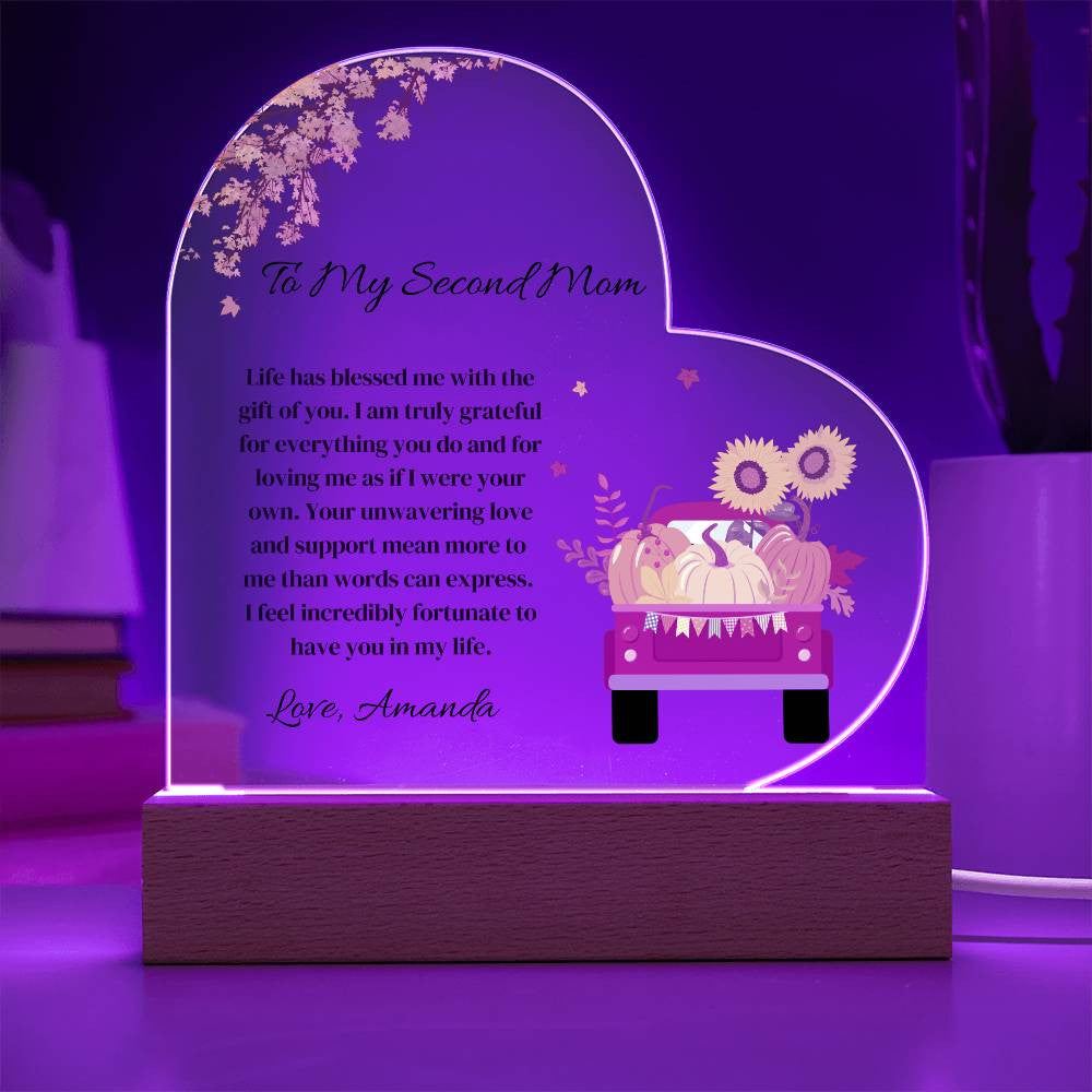 Second Mom Heart PlaqueAcrylic Heart Plaque-[Heartfelt Family Gift]