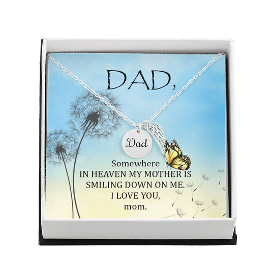 Dad Memorial Necklace Angel Wing Charm-[Heartfelt Family Gift]