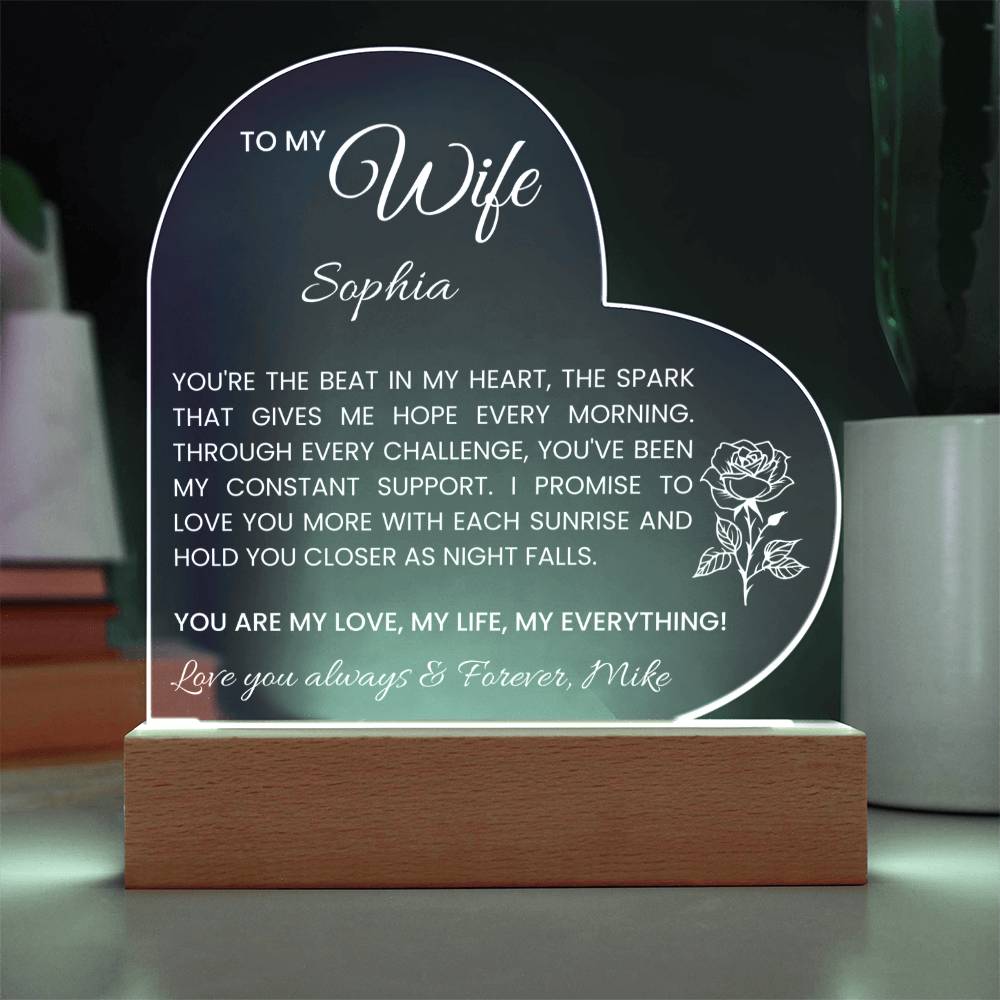 Personalized Wife Acrylic Heart Plaque