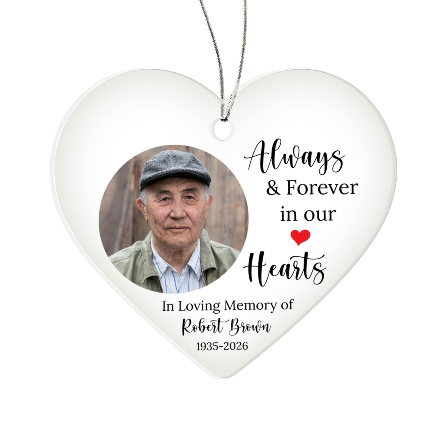 Memorial Photo Acrylic Heart Ornament